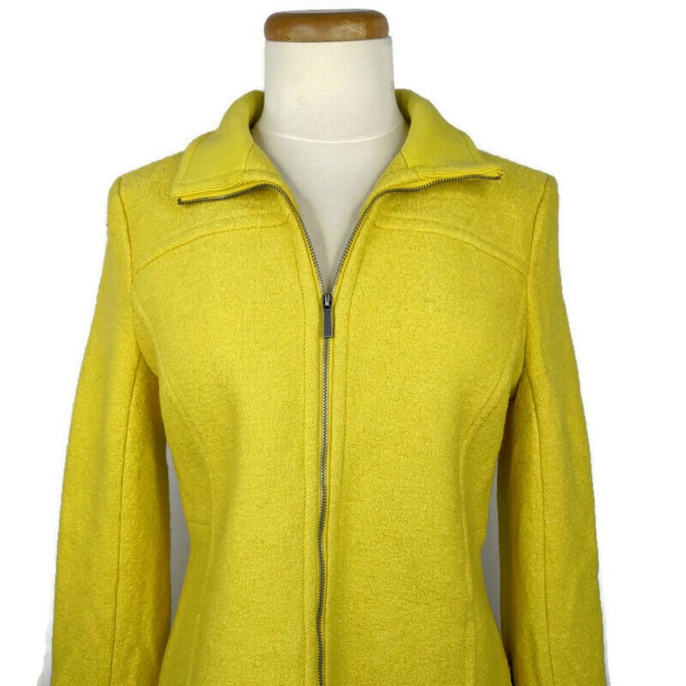 Lands End Womens Boiled Wool Jacket Size 6 Yellow